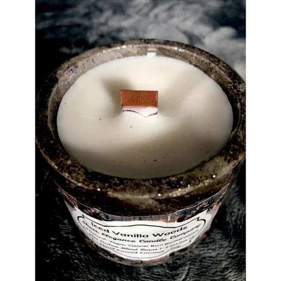 Hand Poured Candle Handmade Concrete Vessel Scent Iced Vanilla Woods - Picture 2 of 4